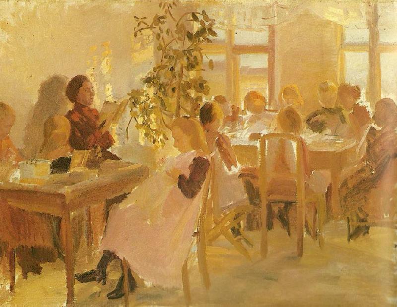 Anna Ancher en syskole i skagen Sweden oil painting art